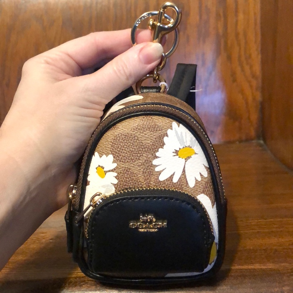 NWT-Coach-Mini Court Backpack Bag Charm-Signature Canvas & Floral 🌼 Print-$138